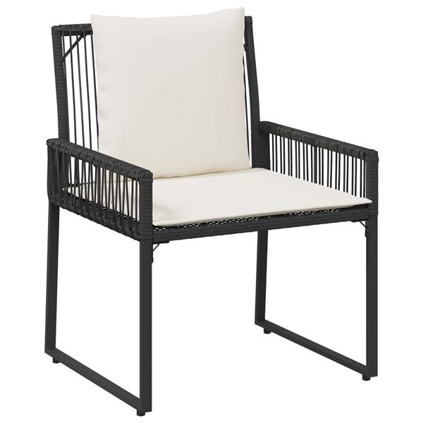 Grote foto vidaxl tuinset met kussen 4 stuks zwart en cr me wit polyrattan tuin en terras tuinmeubelen