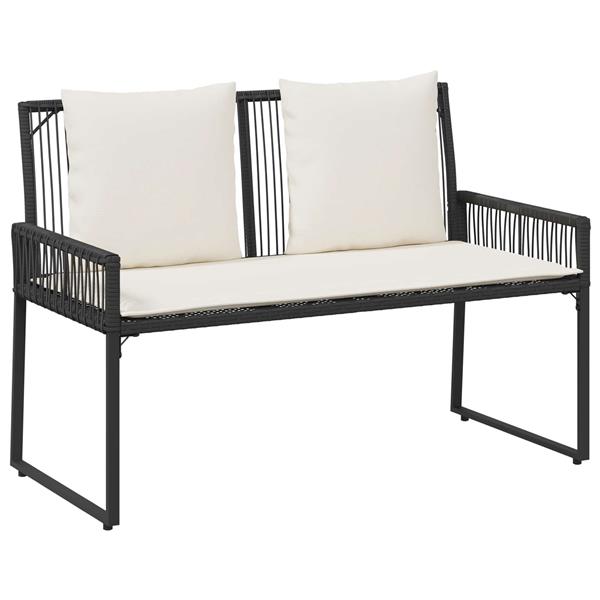 Grote foto vidaxl tuinset met kussen 4 stuks zwart en cr me wit polyrattan tuin en terras tuinmeubelen