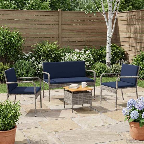 Grote foto vidaxl tuin set met kussen staal tuin en terras tuinmeubelen