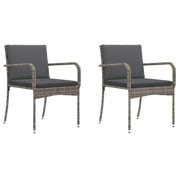 Grote foto vidaxl tuinbistroset met kussen 3 delig grijs polyrotan tuin en terras tuinmeubelen