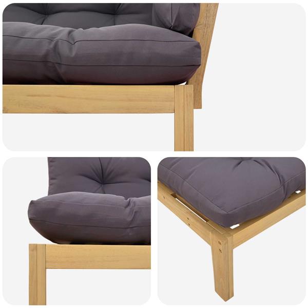 Grote foto vidaxl hoekstoffe licht acacia en donker grijs 132 x 92 x 82 cm tuin en terras tuinmeubelen