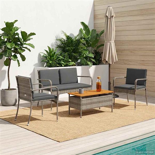 Grote foto vidaxl tuin set met kussen staal tuin en terras tuinmeubelen