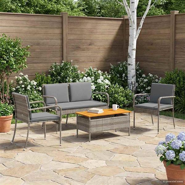 Grote foto vidaxl tuin set met kussen staal tuin en terras tuinmeubelen