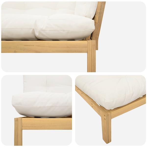 Grote foto vidaxl hoekstoffe licht acacia en cr me wit 132 x 92 x 82 cm tuin en terras tuinmeubelen