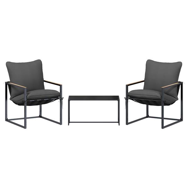 Grote foto vidaxl tuinbankenset 3 pcs zwart en anthraciet staal tuin en terras tuinmeubelen