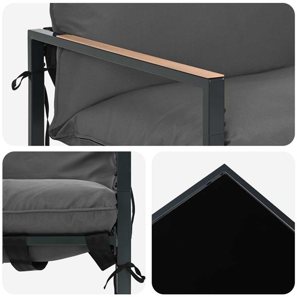 Grote foto vidaxl tuinbankenset 3 pcs zwart en anthraciet staal tuin en terras tuinmeubelen