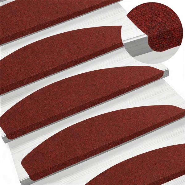 Grote foto vidaxl zelfklevende trapmatten halfrond 15 pcs rood 80 x 28 x 3 5 cm huis en inrichting overige huis en inrichting