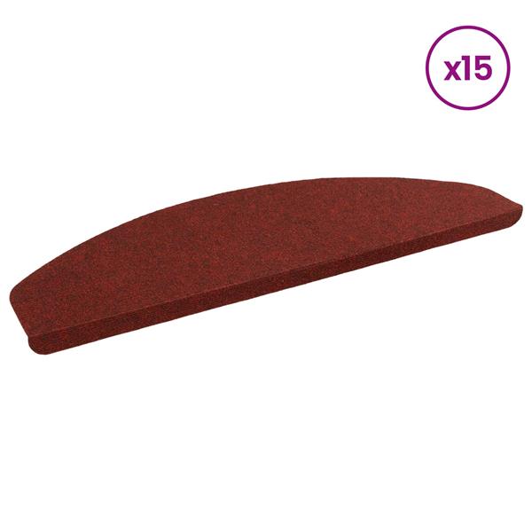 Grote foto vidaxl zelfklevende trapmatten halfrond 15 pcs rood 80 x 28 x 3 5 cm huis en inrichting overige huis en inrichting