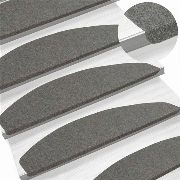 Grote foto vidaxl zelfklevende trapmatten halfrond 15 pcs grijs 80 x 28 x 3 5 cm huis en inrichting overige huis en inrichting