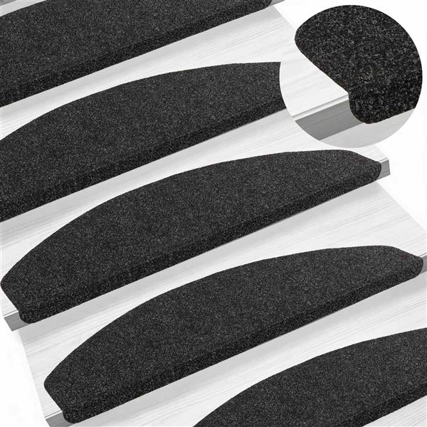 Grote foto vidaxl zelfklevende trapmatten halfrond 15 pcs zwart 80 x 28 x 3 5 cm huis en inrichting overige huis en inrichting