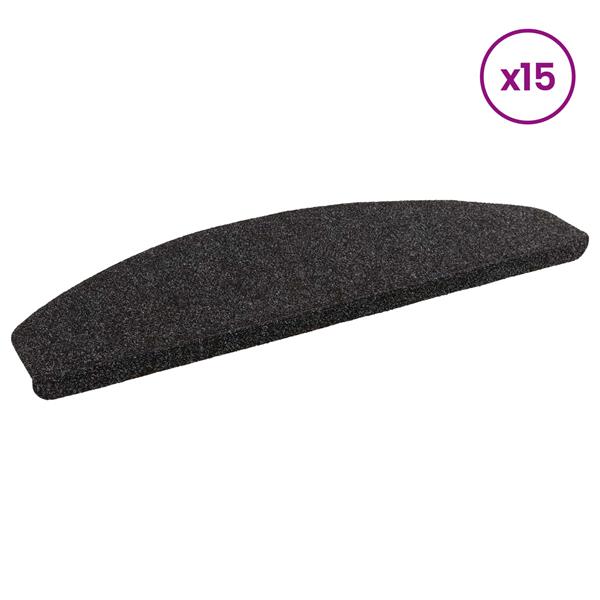 Grote foto vidaxl zelfklevende trapmatten halfrond 15 pcs zwart 80 x 28 x 3 5 cm huis en inrichting overige huis en inrichting