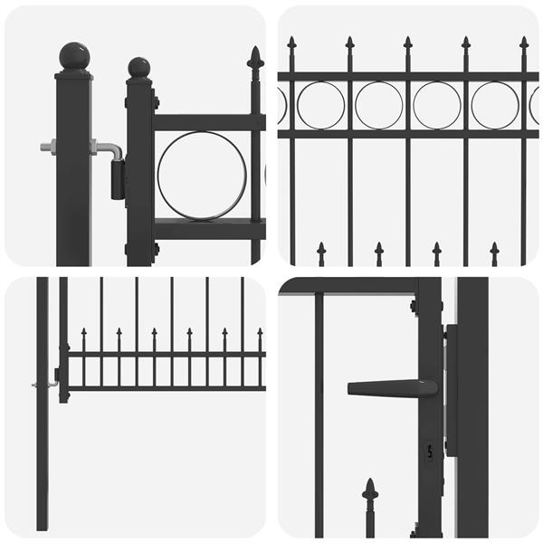 Grote foto vidaxl hekpoort horst 100 x 75 cm metaal zwart vergrendelbaar tuin en terras hekken en schuttingen
