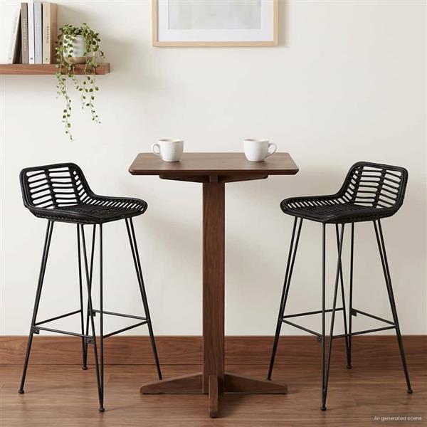 Grote foto vidaxl barkruk 2 st zwart 44 x 46 x 91 cm rattan en staal huis en inrichting krukken en barkrukken