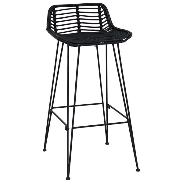 Grote foto vidaxl barkruk 2 st zwart 44 x 46 x 91 cm rattan en staal huis en inrichting krukken en barkrukken