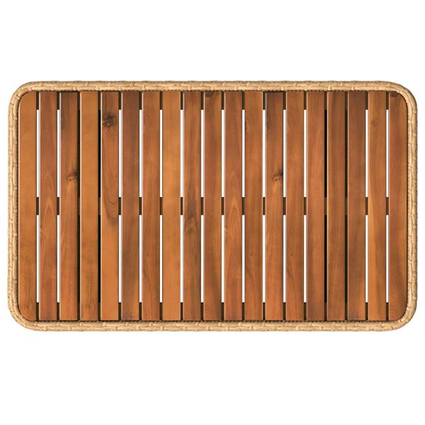 Grote foto vidaxl tuin eettafelset 3 pcs natuur en wit poly riet en acaciahout tuin en terras tuinmeubelen