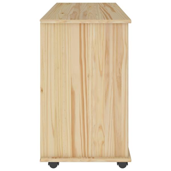 Grote foto vidaxl rolling kast bruin 100 x 39 x 65 5 cm massief vurenhout huis en inrichting overige