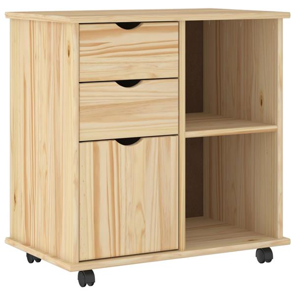 Grote foto vidaxl rolling kast bruin 63 5 x 39 x 65 5 cm massief vurenhout huis en inrichting overige