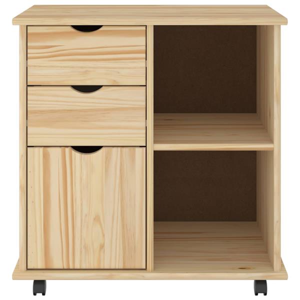 Grote foto vidaxl rolling kast bruin 63 5 x 39 x 65 5 cm massief vurenhout huis en inrichting overige