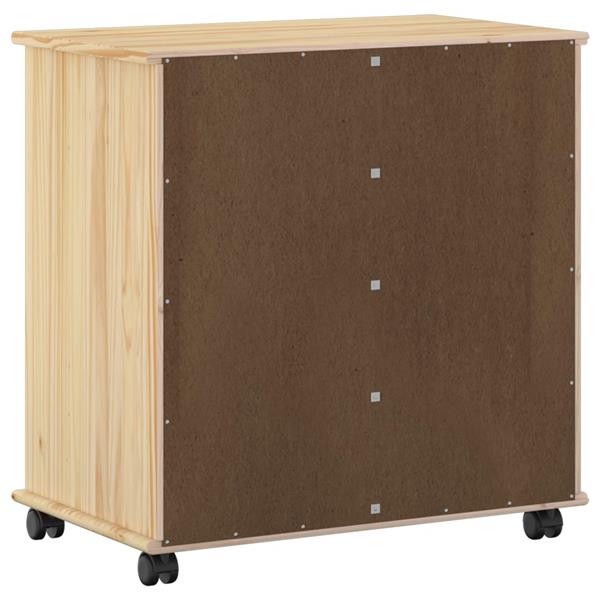 Grote foto vidaxl rolling kast bruin 63 5 x 39 x 65 5 cm massief vurenhout huis en inrichting overige