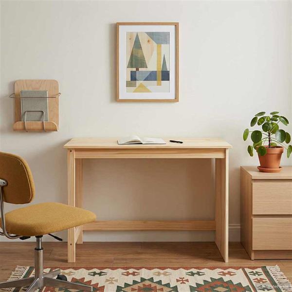 Grote foto vidaxl bureau bruin 112 x 50 x 75 cm massief vurenhout huis en inrichting stoelen