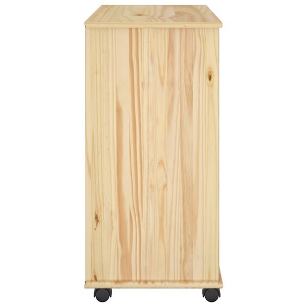 Grote foto vidaxl rolling kast met wiel bruin 63 5 x 39 x 79 cm massief vurenhout huis en inrichting overige