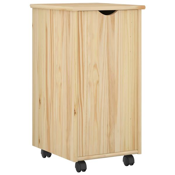 Grote foto vidaxl rolling kast met wiel bruin 34 x 39 x 65 5 cm massief vurenhout huis en inrichting overige