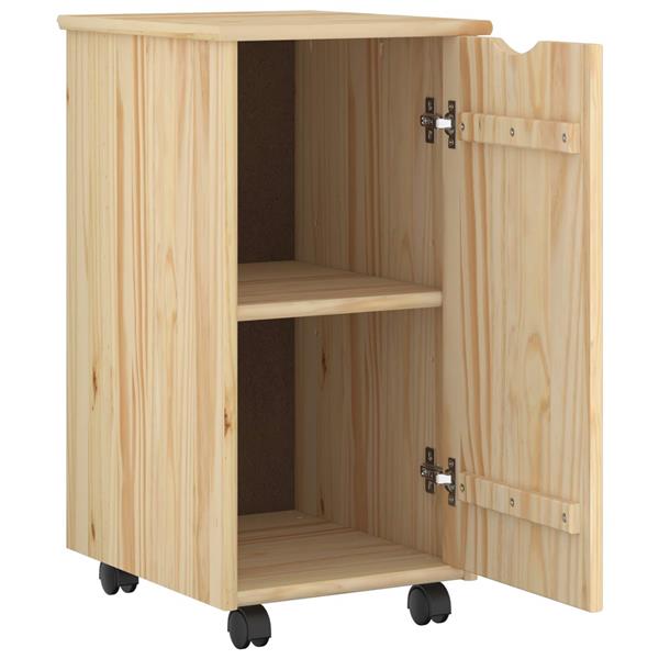 Grote foto vidaxl rolling kast met wiel bruin 34 x 39 x 65 5 cm massief vurenhout huis en inrichting overige