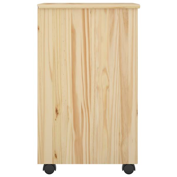 Grote foto vidaxl rolling kast met wiel bruin 34 x 39 x 65 5 cm massief vurenhout huis en inrichting overige