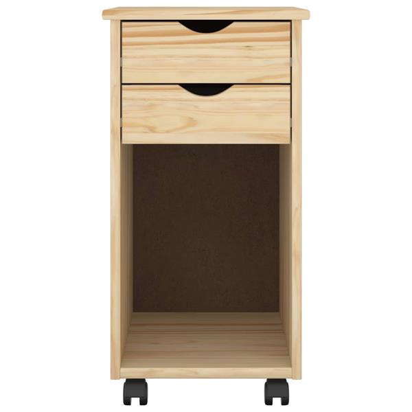 Grote foto vidaxl rolling kast bruin 34 x 39 x 65 5 cm massief grenenhout huis en inrichting overige