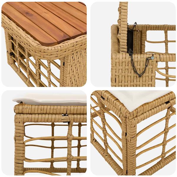 Grote foto vidaxl tuin eettafelset 3 pcs natuur en wit poly riet en acaciahout tuin en terras tuinmeubelen