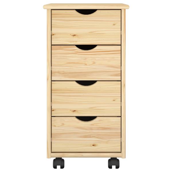 Grote foto vidaxl rolling kast met wiel bruin 65 5 x 34 x 39 cm massief vurenhout huis en inrichting overige