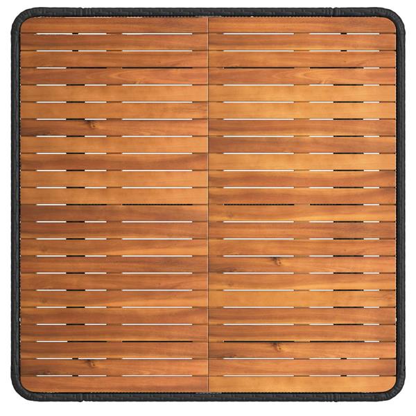 Grote foto vidaxl tuin eettafelset 3 pcs zwart en grijs poly riet en acaciahout tuin en terras tuinmeubelen