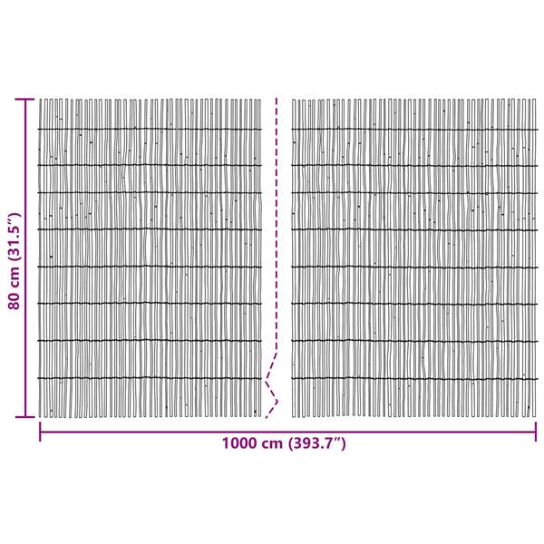 Grote foto vidaxl tuinhek ge carboniseerd 1000 x 80 cm riet tuin en terras hekken en schuttingen
