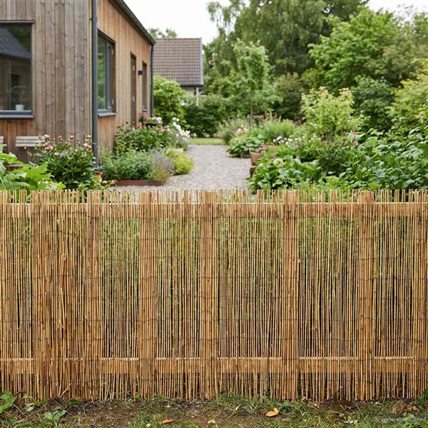 Grote foto vidaxl tuinhek ge carboniseerd 600 x 90 cm riet tuin en terras hekken en schuttingen