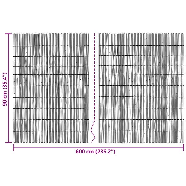 Grote foto vidaxl tuinhek ge carboniseerd 600 x 90 cm riet tuin en terras hekken en schuttingen
