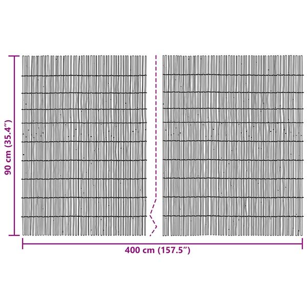 Grote foto vidaxl tuinhek ge carboniseerd 400 x 90 cm riet tuin en terras hekken en schuttingen