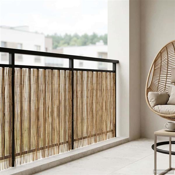 Grote foto vidaxl tuinhek ge carboniseerd 600 x 100 cm riet tuin en terras hekken en schuttingen