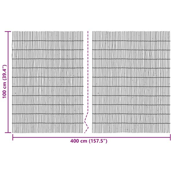 Grote foto vidaxl tuinhek ge carboniseerd 400 x 100 cm riet tuin en terras hekken en schuttingen