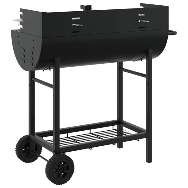 Grote foto vidaxl houtskoolbarbecue verstelbaar zwart 96 5 x 42 5 x 88 5 cm tuin en terras buitenkeukens