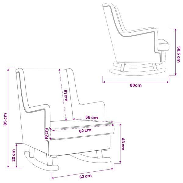 Grote foto vidaxl schommelstoel blauw 62 x 80 x 85 cm stof huis en inrichting stoelen