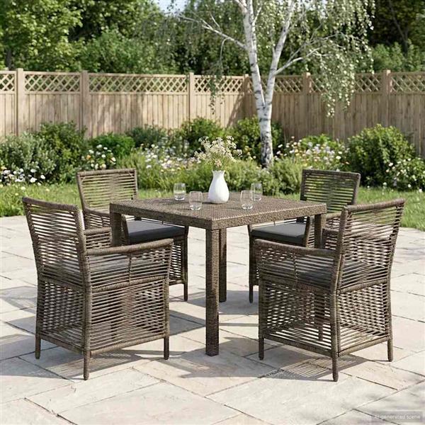 Grote foto vidaxl buitenstoel met kussen 4 pcs grijs en donkergrijs poly rattan tuin en terras tuinmeubelen