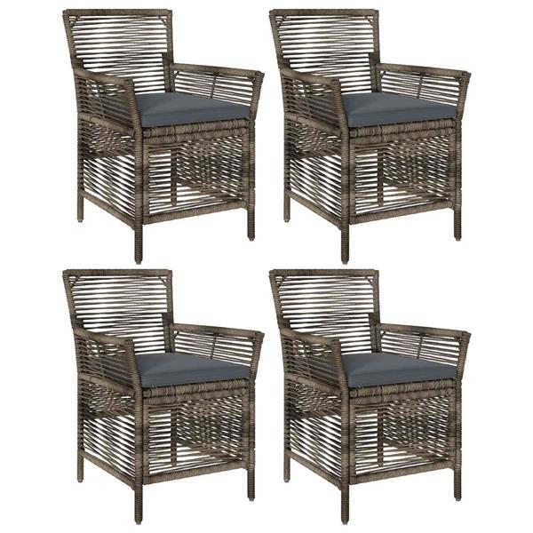 Grote foto vidaxl buitenstoel met kussen 4 pcs grijs en donkergrijs poly rattan tuin en terras tuinmeubelen