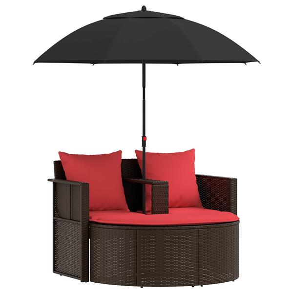 Grote foto vidaxl tuinbankstel bruin en rood 168 x 168 x 180 cm poly rattan tuin en terras tuinmeubelen