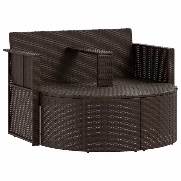 Grote foto vidaxl tuinbankstel bruin en rood 168 x 168 x 180 cm poly rattan tuin en terras tuinmeubelen