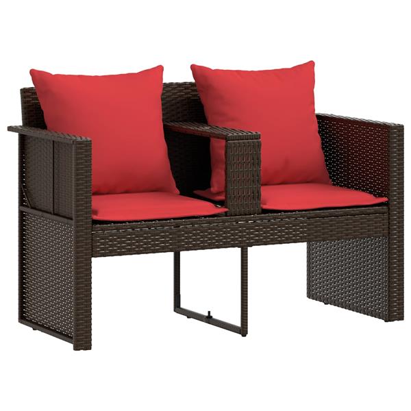 Grote foto vidaxl tuinbankstel bruin en rood 168 x 168 x 180 cm poly rattan tuin en terras tuinmeubelen