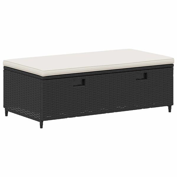 Grote foto vidaxl buiten bankenset 4 pcs zwart en cream wit poly rattan en acacia tuin en terras tuinmeubelen