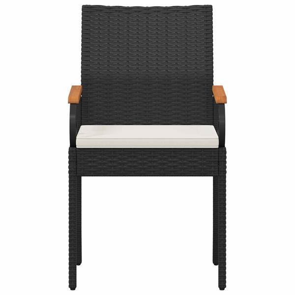 Grote foto vidaxl tuinstoelen 2 pcs zwart en cream wit poly rattan en acacia tuin en terras tuinmeubelen