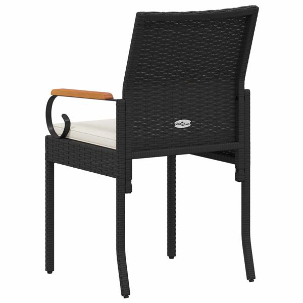 Grote foto vidaxl tuinstoelen 2 pcs zwart en cream wit poly rattan en acacia tuin en terras tuinmeubelen
