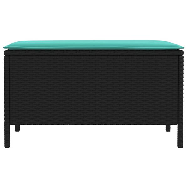 Grote foto vidaxl tuinvoetenbank zwart en turquoise 80 x 38 x 42 cm pe rattan tuin en terras tuinmeubelen