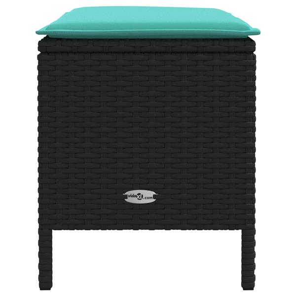 Grote foto vidaxl tuinvoetenbank zwart en turquoise 80 x 38 x 42 cm pe rattan tuin en terras tuinmeubelen